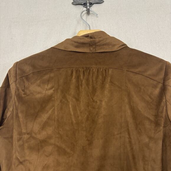 Boston Proper Womens Boho Folk Faux Suede Cropped Jacket Size 10 Tan Brown Indie - Picture 8 of 9